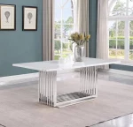 BQ- D310, D311, D312, D313 –White Marble Dining Table (2 Sizes, 2 Colors) - Image 5
