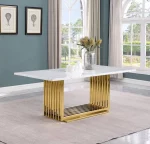 BQ- D310, D311, D312, D313 –White Marble Dining Table (2 Sizes, 2 Colors) - Image 6