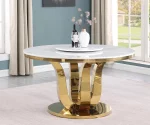 BQ- D325-DTL White Marble Dining Table w Lazy Susan