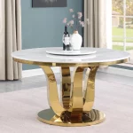 BQ- D325-DTL White Marble Dining Table w Lazy Susan