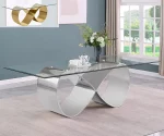 BQ- D406, D407, D408, D409-DT: Infinity Base Glass Dining Table (2 Sizes, 2 Finishes)
