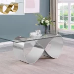 BQ- D406, D407, D408, D409-DT: Infinity Base Glass Dining Table (2 Sizes, 2 Finishes)