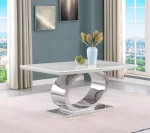 BQ- D430, 431, D432, D433 White Marble Dining Table (2 Colors, 2 Sizes) - Image 4