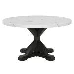 BQ- D522 & D523: 5pc Round Faux White Marble Dining Set - Image 5