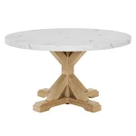 BQ- D522 & D523: 5pc Round Faux White Marble Dining Set - Image 4