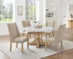 BQ- D522 & D523: 5pc Round Faux White Marble Dining Set - Image 3